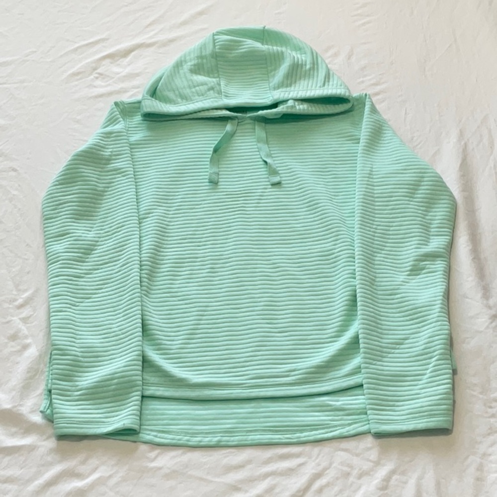 Athletic Works Green Cowl Neck Sweater with Ribbed Texture